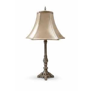 Vintage C.N. Burman Ornate Silver Table Lamp with Bell Shade Hollywood Regency